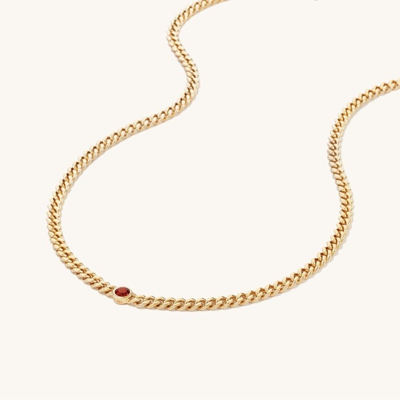 ISO Mejuri Chunky Curb Chain Gemstone Necklace Garnet - Picture 4 of 4